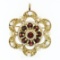 Vintage 14k Yellow Gold 2.25 ctw Garnet Pearl Crescent Cluster Brooch Pin Pendan