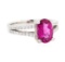 2.56 ctw Oval Mixed Rubellite And Round Brilliant Cut Diamond Ring - 14KT White