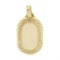 Solid 18k Yellow Gold Simple Engravable Polished Oval Pendant w/ Grooved Frame