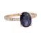 2.15 ctw Sapphire and Diamond Ring - 14KT Rose Gold