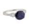 2.53 ctw Sapphire and Diamond Ring - 14KT White Gold