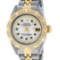 Rolex Ladies 2 Tone 18K MOP Sapphire String Diamond Lugs Datejust Wristwatch