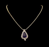 14KT Yellow Gold 23.05 ctw GIA Certified Tanzanite and Diamond Necklace