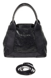 Balenciaga Black Calfskin Leather XS Navy Cabas Tote Bag