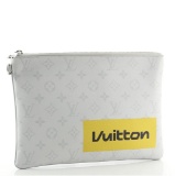 Louis Vuitton Gray Monogram Canvas Logo Story Limited Edition Zipped GM Pouch