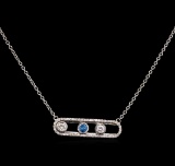 0.64 ctw Blue Diamond Necklace - 14KT White Gold