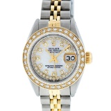 Rolex Ladies 2 Tone MOP String Diamond Oyster Perpetual Datejust Wristwatch