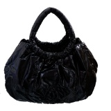 Chanel Black Vinyl CC Ring Hobo Bag