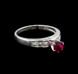 0.75 ctw Pink Tourmaline and Diamond Ring - 14KT White Gold