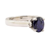 1.66 ctw Blue Sapphire and Diamond Ring - 14KT White Gold
