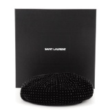 Saint Laurent Beret Crystal Embellished Velvet Black