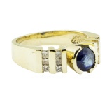 1.45 ctw Blue Sapphire and Diamond Ring - 14KT Yellow Gold
