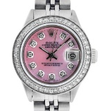 Rolex Ladies 26 Stainless Steel Pink MOP Diamond Datejust Wriwatch