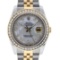 Rolex Mens Stainless Steel and Yellow Gold MOP String Diamond 36mm Datejust