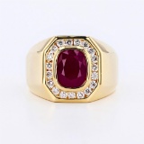3.71 ctw Ruby and 0.62 ctw Diamond 14K Yellow Gold Ring