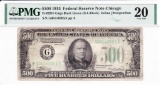 1934 $500 Federal Reserve Note Chicago PMG20 Very Fine