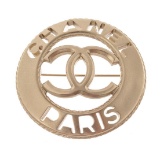 Chanel Silver-tone Metal CC Paris Round Brooch