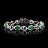 8.88 ctw Emerald and 2.87 ctw Diamond Platinum Bracelet