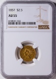 1857 $2.5 Liberty Head Quarter Eagle Gold Coin NGC AU55