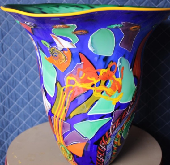 Blue Chard Vase #418 by Dutch Schulze