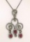 18k Black Gold 4.39 ctw Rose Diamond & Blood Ruby Edwardian Style Necklace Penda