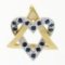 14k TT Gold 0.45 ctw Pave Sapphire Interlocked Heart Star of David Slide Pendant