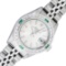 Rolex Stainless Steel Quickset Silver Index Diamond And Emerald Date Watch 26MM