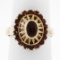 Vintage 14k Yellow Gold 1.27 ctw Oval & Old Round Garnet Petite Open Dinner Ring