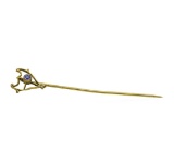 Blue Crystal Stick Pin - Yellow Gold Plated