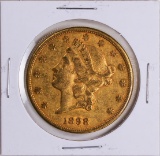 1898 $20 Liberty Head Double Eagle Gold Coin VF