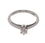Tiffany & Co. Silver Diamond Solitaire Ring 4.5