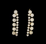 3.34 ctw Diamond Dangle Earrings - 14KT Yellow Gold