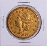 1879 $20 Liberty Head Double Eagle Gold Coin VF
