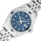 Rolex Ladies Quickset Stainless Steel Blue Index Diamond And Sapphire Datejust 2