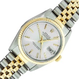 Rolex Mens Datejust 36 Silver Index Yellow Gold Fluted Polished & Serviced