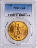 1928 $20 St. Gaudens Double Eagle Gold Coin PCGS MS64