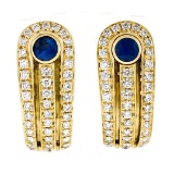 QUALITY Di Modolo 18K Yellow Gold 1.90 ctw Sapphire Diamond Huggie Cuff Earrings