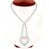 18K White Gold VS E Ideal 2.40 ctw Diamond Heart Dangle Infinity Link Necklace
