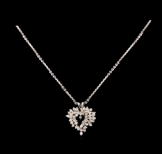 14KT White Gold 0.55 ctw Diamond Pendant With Chain