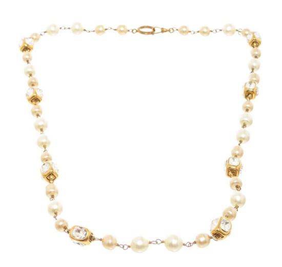 Chanel White Black Pearl Necklace