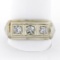 Men's Antique Art Deco 14K White Gold 0.75 ctw European Diamond 3 Stone Band Rin