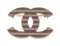 Chanel Pink White Striped CC Enamel Brooch