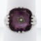 Antique Art Deco 14K White Gold Custom Cut Amethyst Diamond Etched Filigree Ring