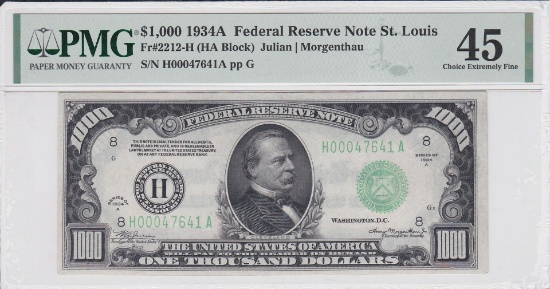 1934A $1000 Federal Reserve Note St. Louis
