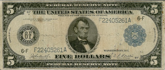 1914 $5 Federal Reserve Bank Note