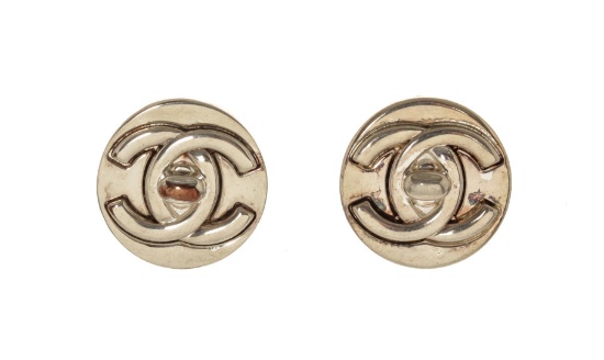 Chanel Round CC Logo Earrings