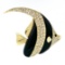 Vintage British 18K Gold 3.42 ctw Diamond & Enamel Moorish Idol Fish Brooch Pin
