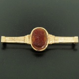 Antique Victorian 15k Solid Rosy Yellow Gold Carved Carnelian Bar Pin Brooch
