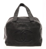 Chanel Black Leather Mesh CC Tote Bag