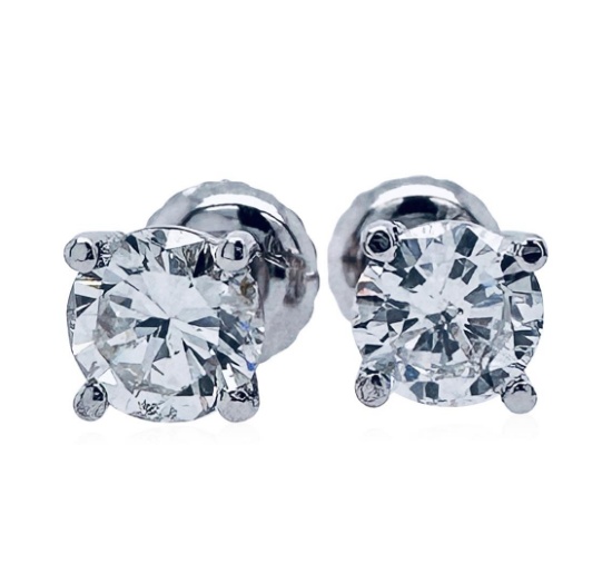 1.00 ctw Diamond Stud Earrings - 14KT White Gold